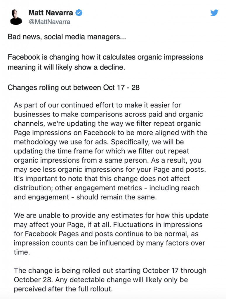 Social Media News Facebook Changes Organic Impression Calculations