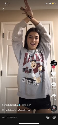 @ charli damelio TikTok showing her dancing