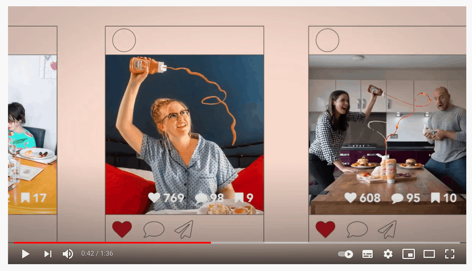 Influencers squeezing Heinz saucy sauce bottle