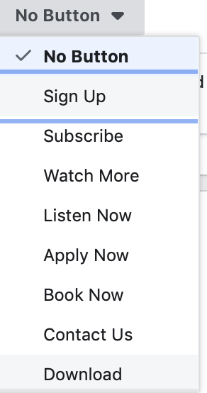 Choosing CTA on ads manager