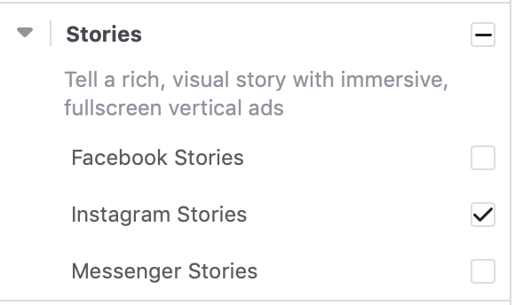 Checking boxes for story placement